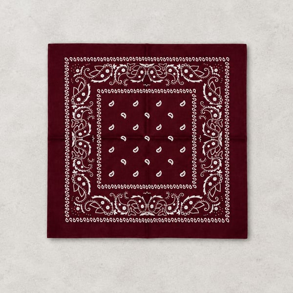 Burgundy Cotton Paisley Bandana Size 22 x 20