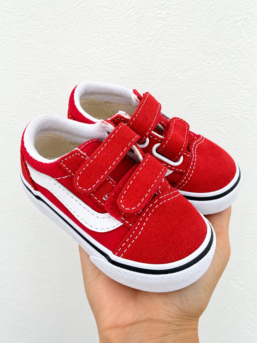 Vans Old Skool V Toddler Shoes Red White 2