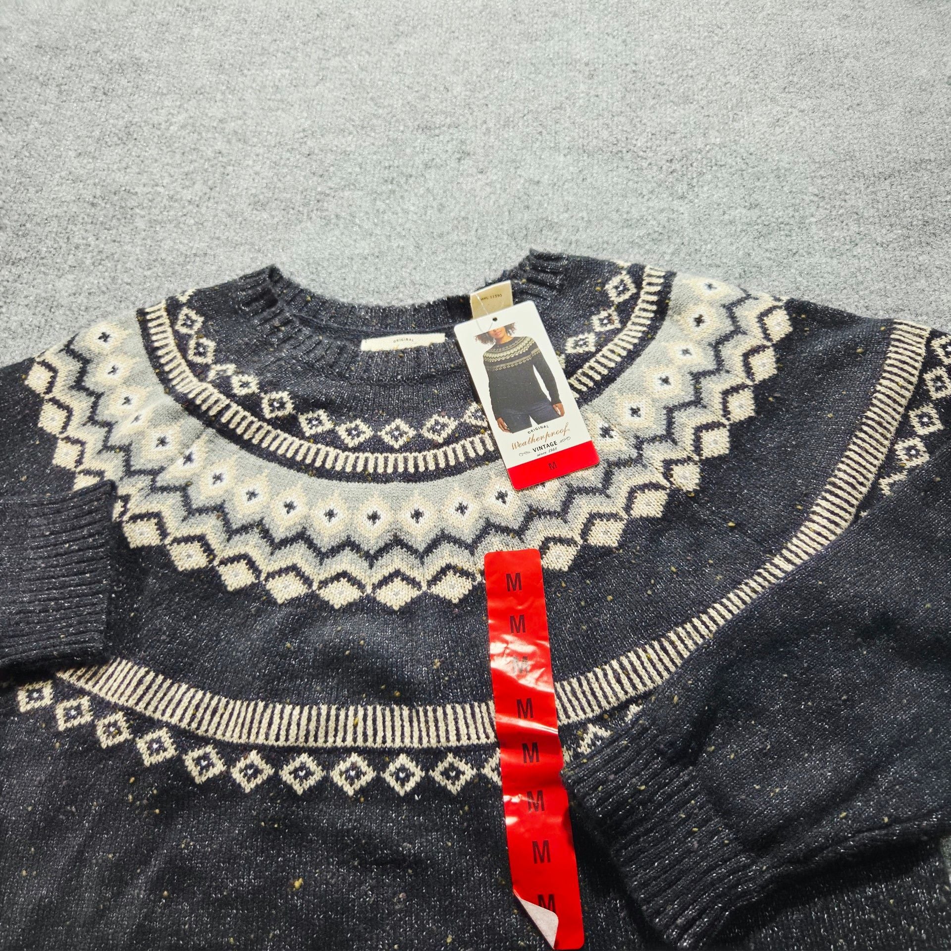 Weatherproof Vintage Fair Isle Sweater Size M Black Nordic Knit 5
