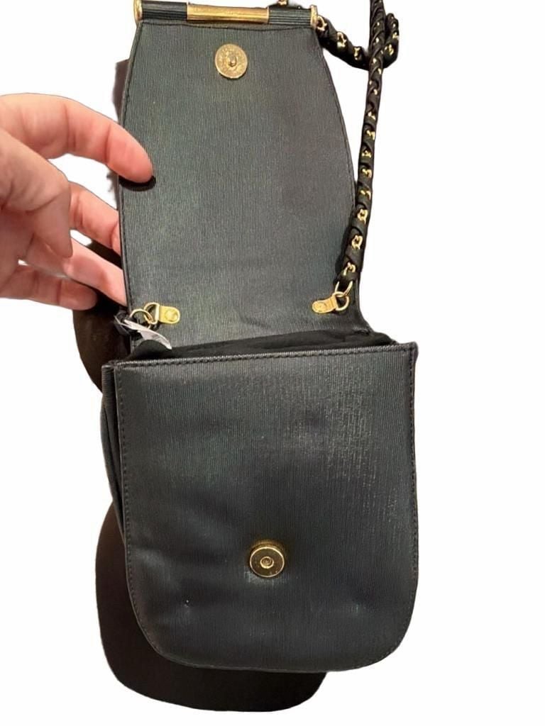 Vintage 1990’s Nima Black Gold Elephant Accent Crossbody Bag Handbag 4
