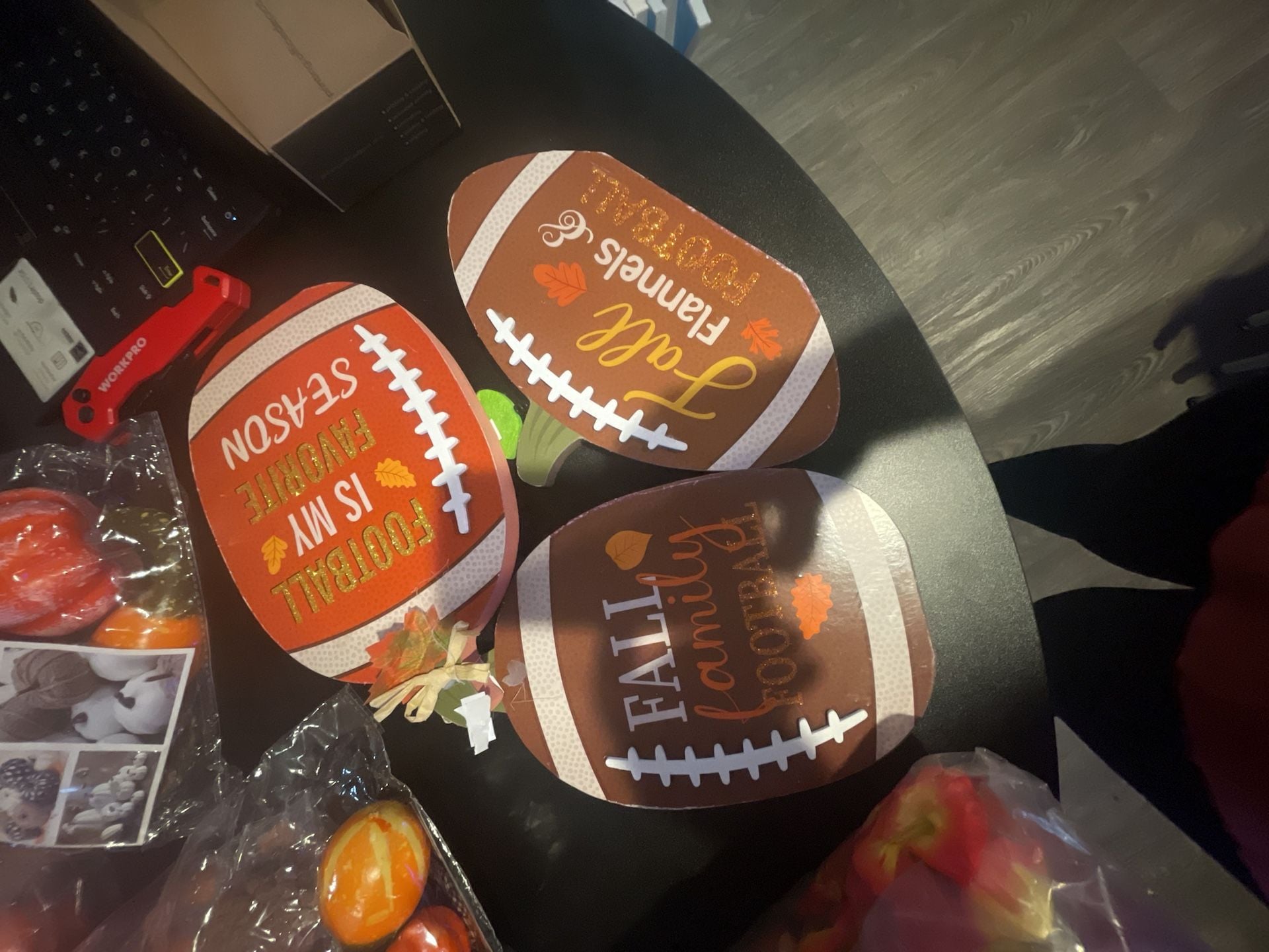 Fall Football Decor Wooden Tabletop Signs 3 Pcs Set 1