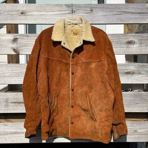 Bay River Vintage Suede Sherpa Lined Western Jacket Brown