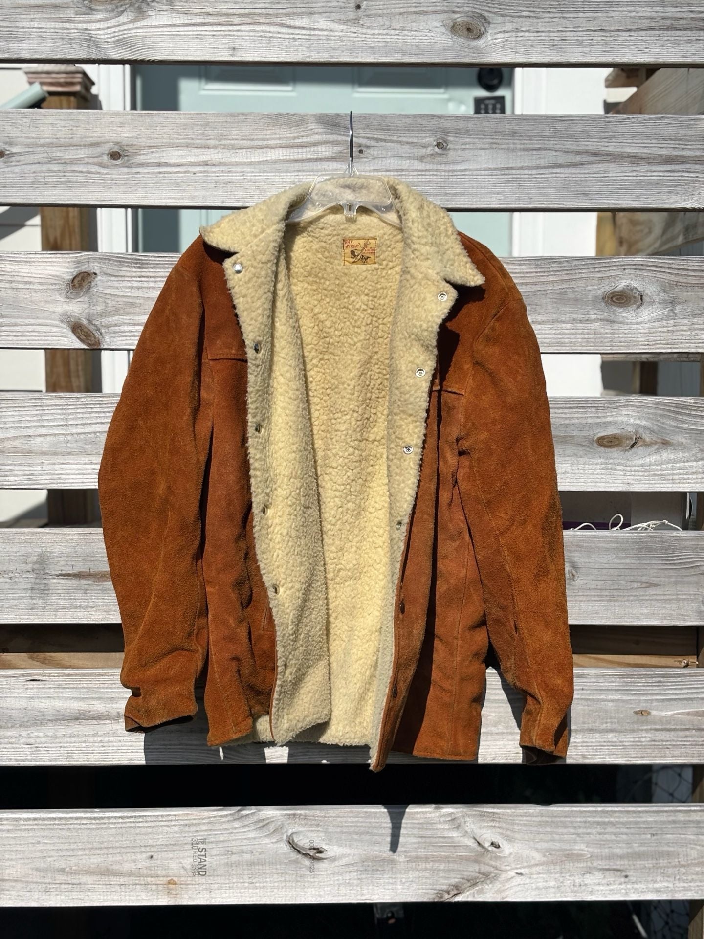 Bay River Vintage Suede Sherpa Lined Western Jacket Brown 4