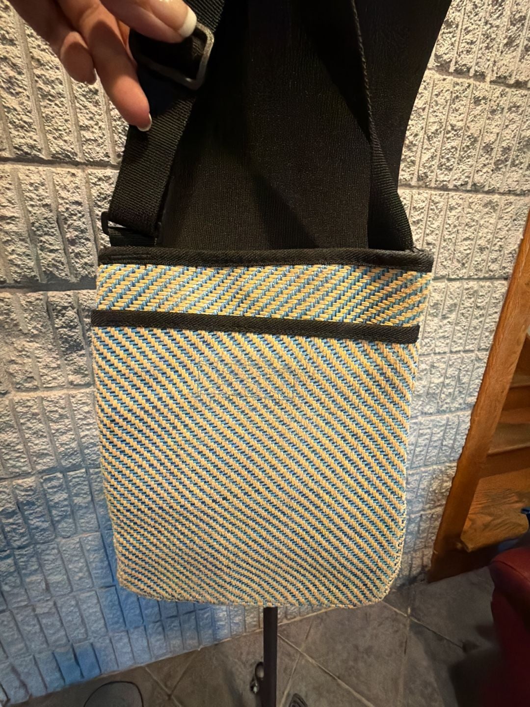 Kavu Keeper Crossbody Bag Blue Yellow Woven 3