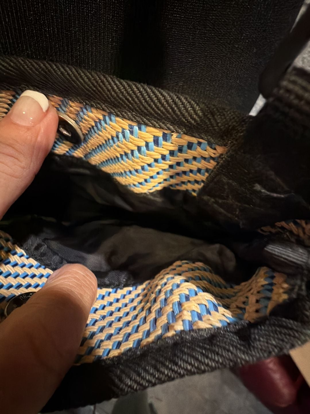 Kavu Keeper Crossbody Bag Blue Yellow Woven 4