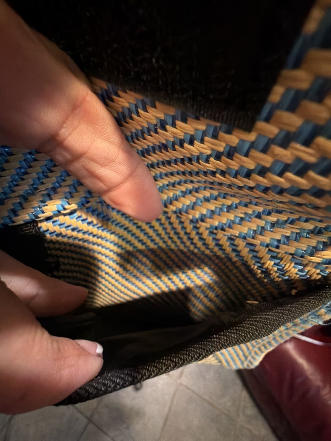 Kavu Keeper Crossbody Bag Blue Yellow Woven 5