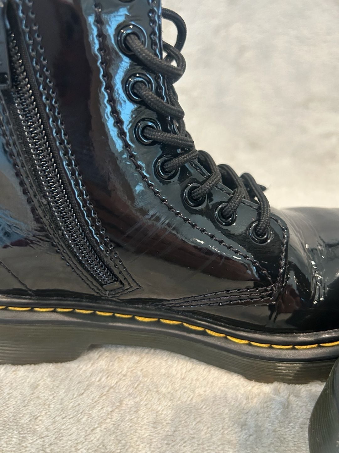 Kids Dr. Martens 1460 J Patent Leather Boots Size Black 9
