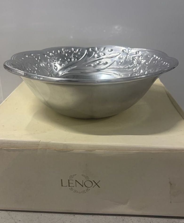 Lenox Butterfly Meadow 3 Qt. Bowl Metal Serveware Silver Aluminum 4