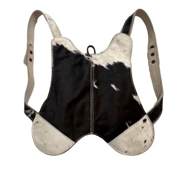 Papoose Purse Black And White Cowhide Suede Backpack Vest Bag 2