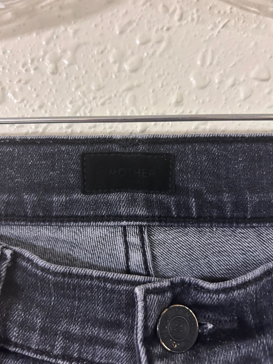 MOTHER The Looker Skinny Jeans Size 28 Black Washed Denim Raw Hem 4