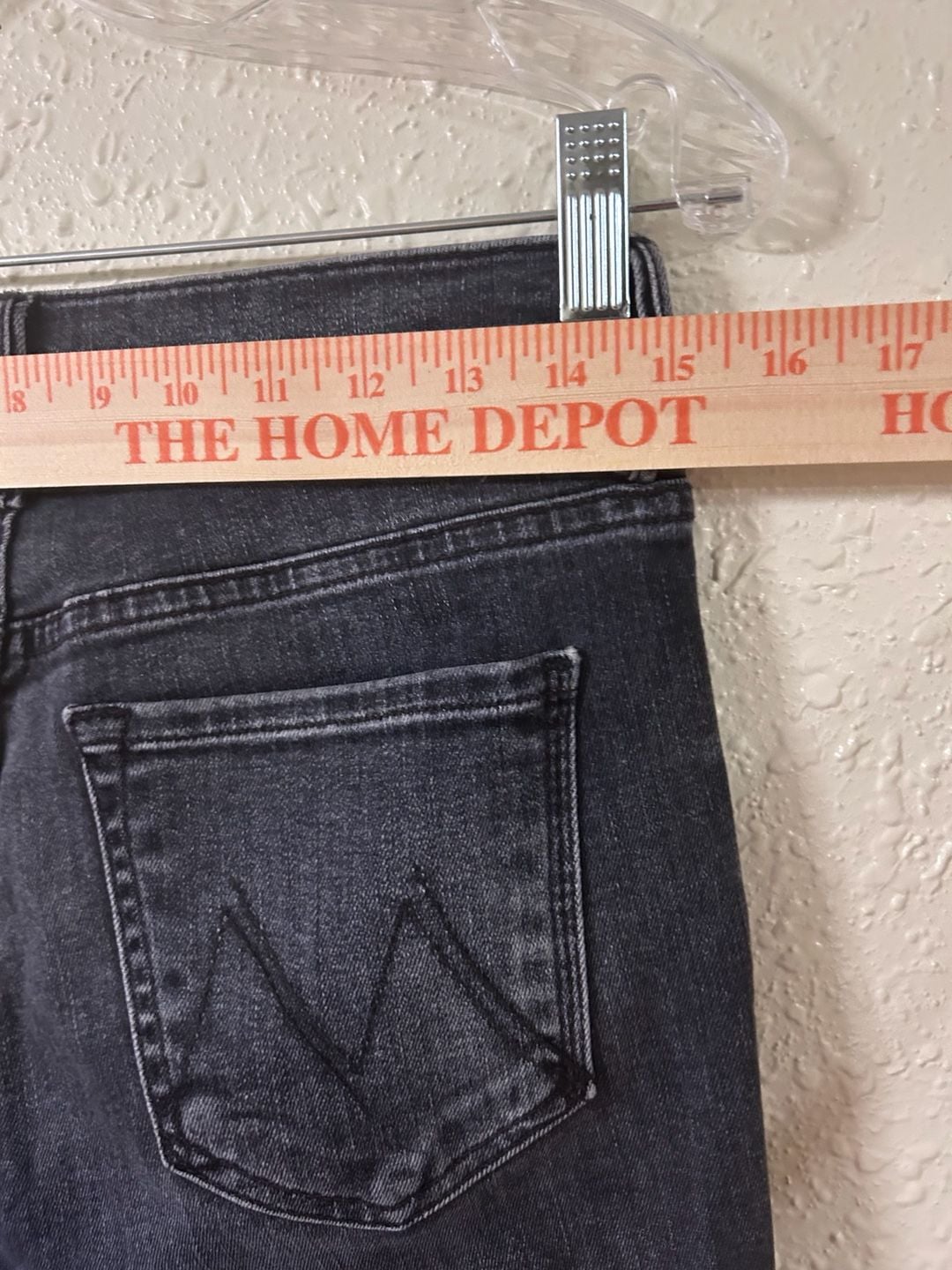 MOTHER The Looker Skinny Jeans Size 28 Black Washed Denim Raw Hem 8