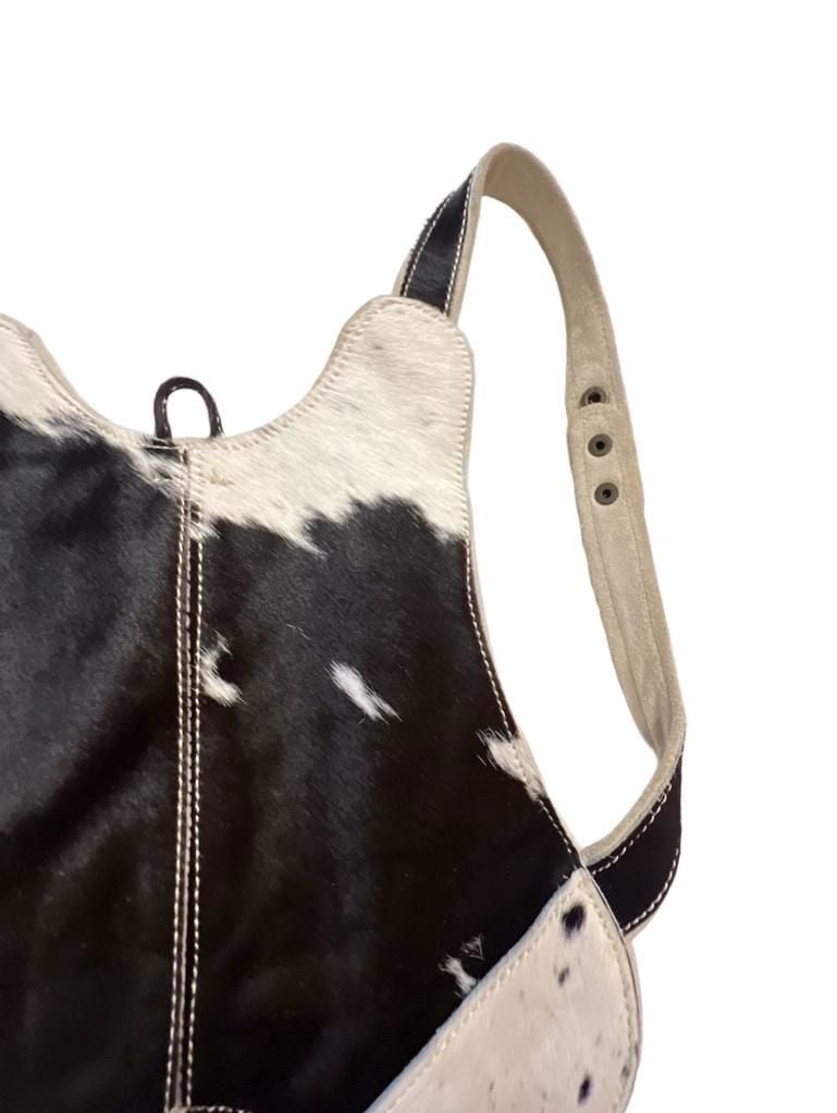 Papoose Purse Black And White Cowhide Suede Backpack Vest Bag 3