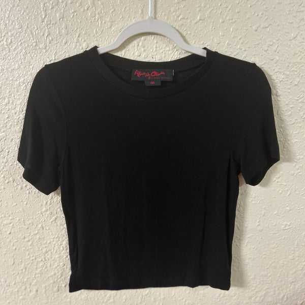Alice + Olivia Air Tee Size S Black Tencel Crop Top