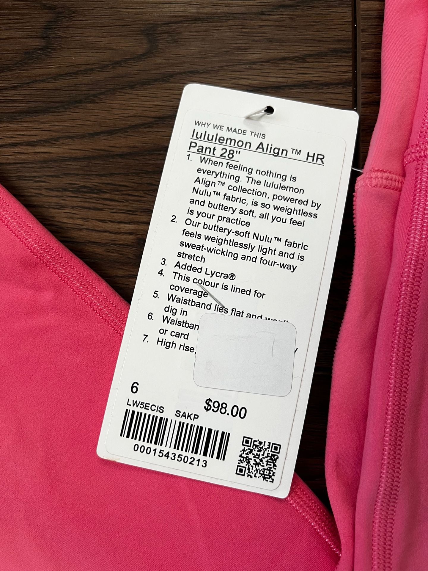 Lululemon Align HR Pant 28 Size 6 Sonic Pink Leggings 3