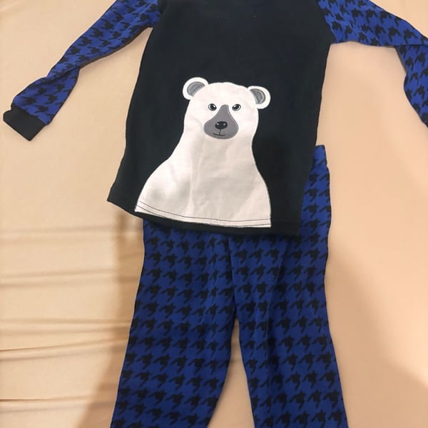 Leveret Polar Bear Pajama Set Size 2 Years Blue Black