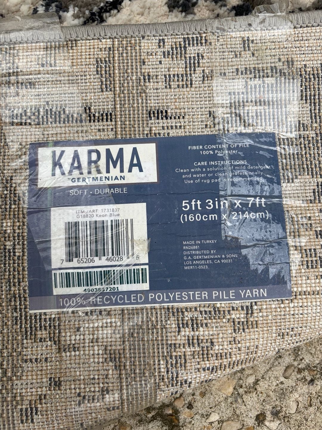 Karma Gertmenian Keon Blue Abstract Rug 5ft 3in x 7ft 2