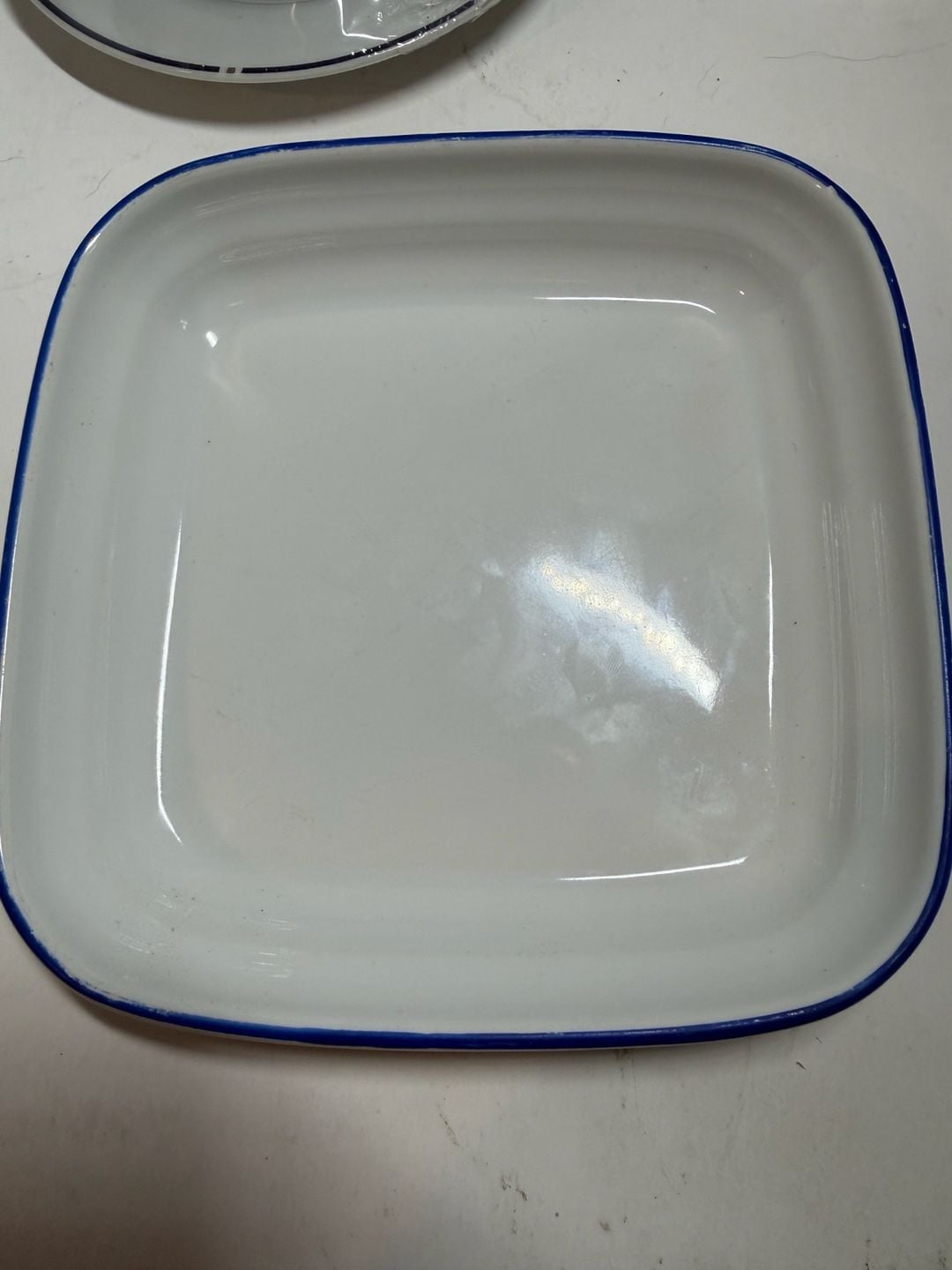 Pfaltzgraff American Airlines Square Dish 6 Inches White Blue Rim 1