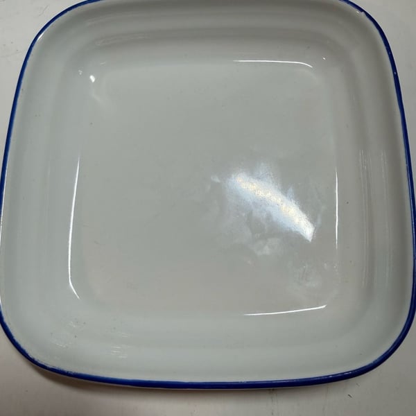 Pfaltzgraff American Airlines Square Dish 6 Inches White Blue Rim