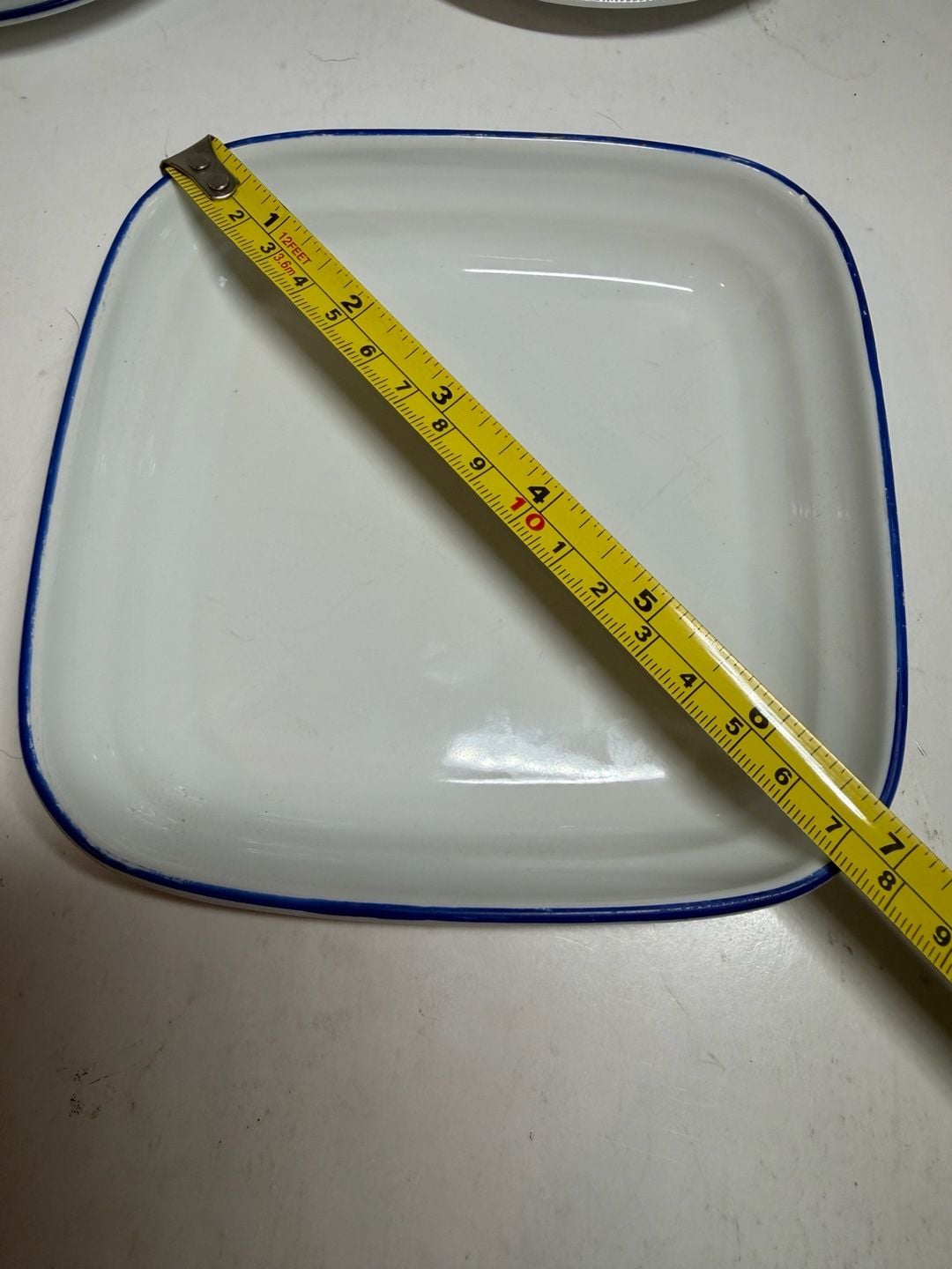 Pfaltzgraff American Airlines Square Dish 6 Inches White Blue Rim 2
