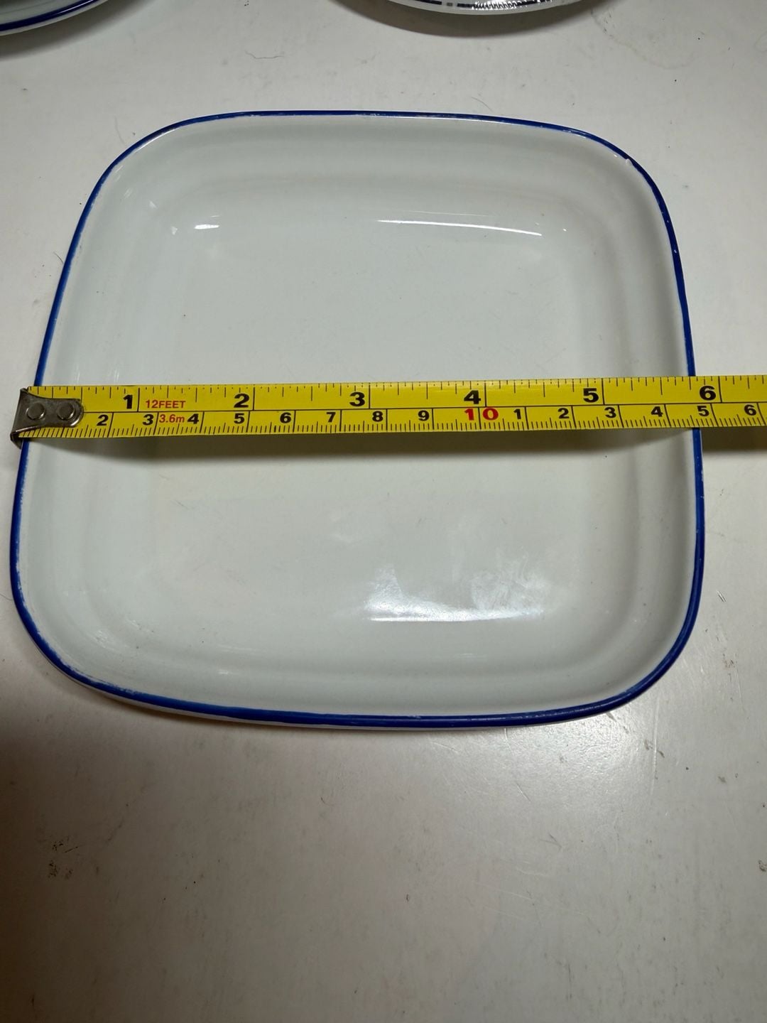 Pfaltzgraff American Airlines Square Dish 6 Inches White Blue Rim 3