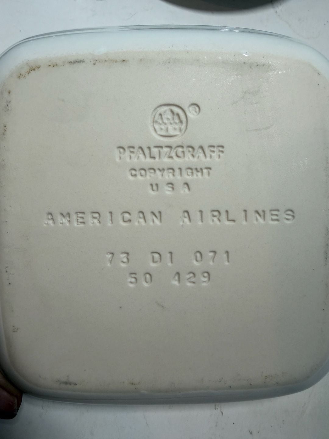 Pfaltzgraff American Airlines Square Dish 6 Inches White Blue Rim 6
