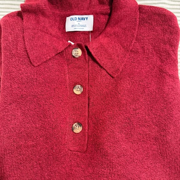 Old Navy SoSoft Cropped Polo Sweater Size XL Red
