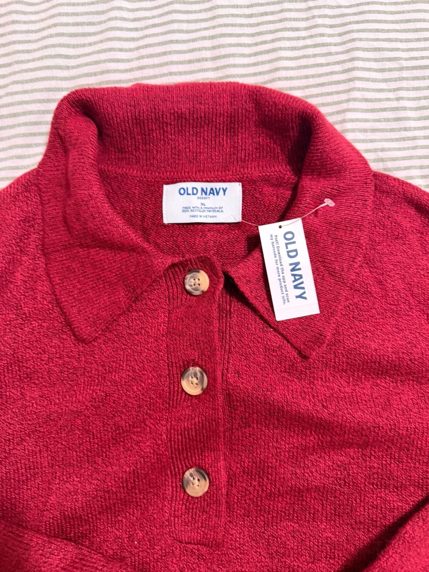 Old Navy SoSoft Cropped Polo Sweater Size XL Red 3