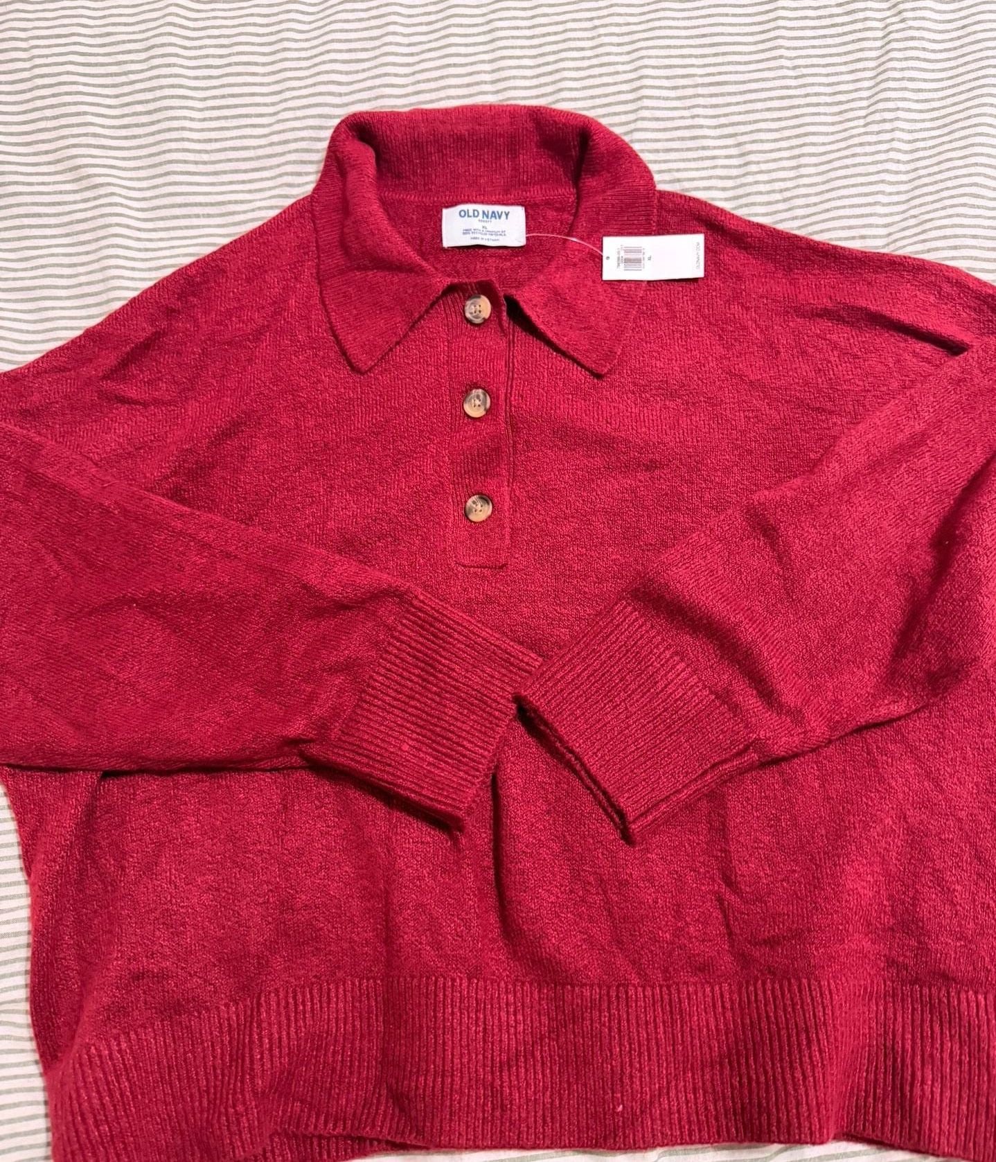 Old Navy SoSoft Cropped Polo Sweater Size XL Red 4