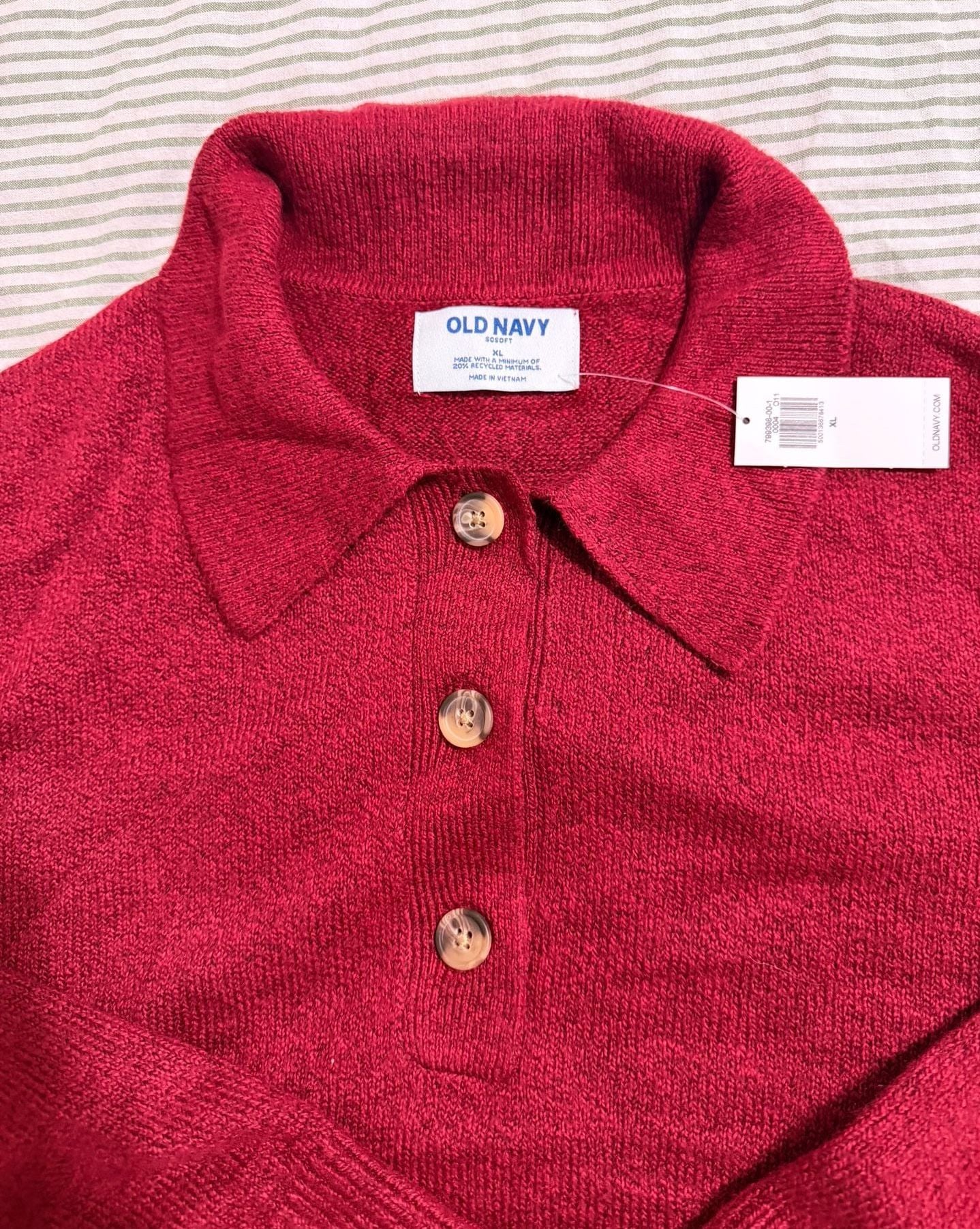 Old Navy SoSoft Cropped Polo Sweater Size XL Red 5