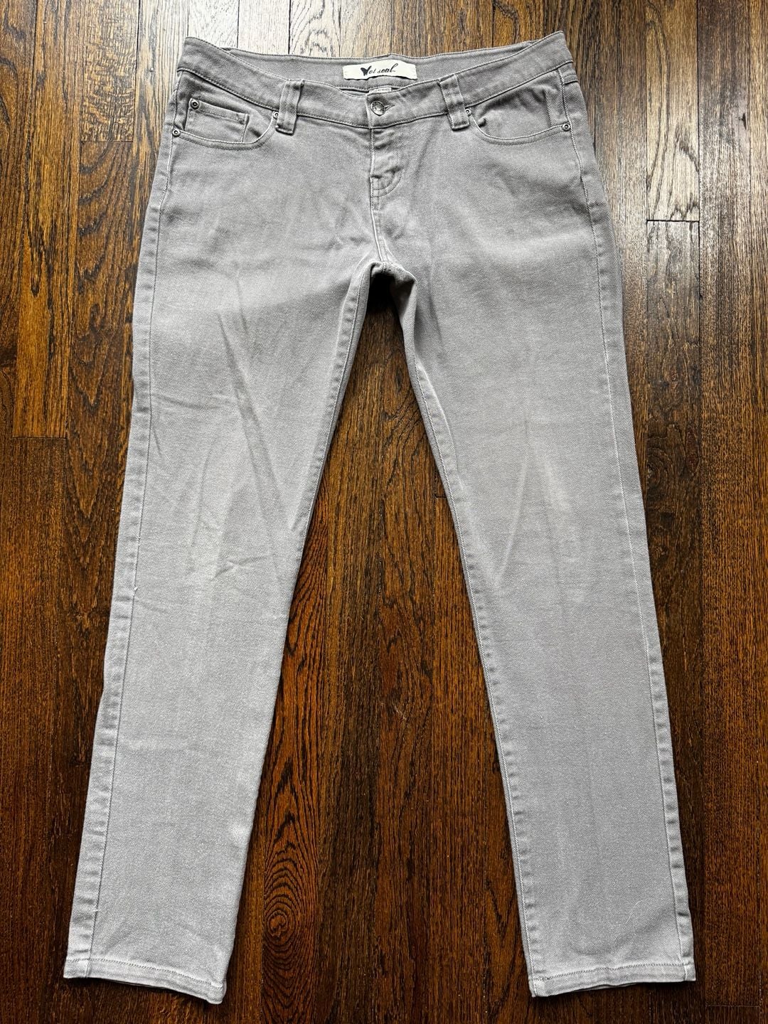 VINTAGE ‘00s Y2K Wet Seal 36x30.75 (SZ 13) GREY DENIM SKINNY JEANS PANTS 3