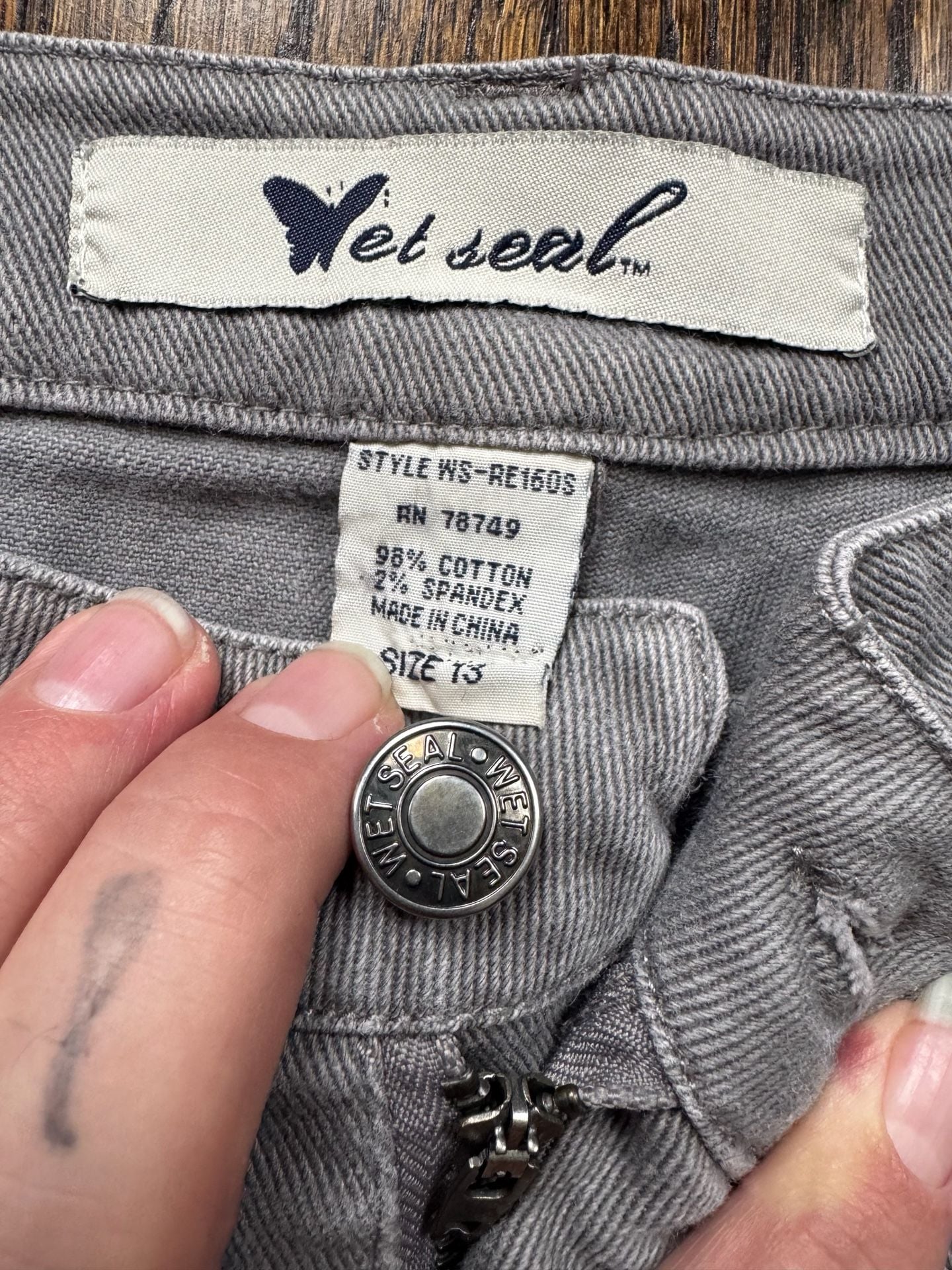 VINTAGE ‘00s Y2K Wet Seal 36x30.75 (SZ 13) GREY DENIM SKINNY JEANS PANTS 5