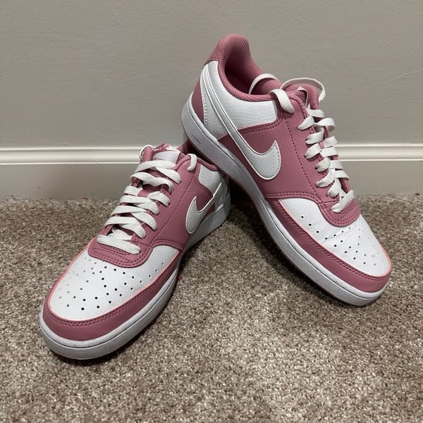 Nike Court Vision Low Next Nature Pink White Sneakers, Womens size 8.5