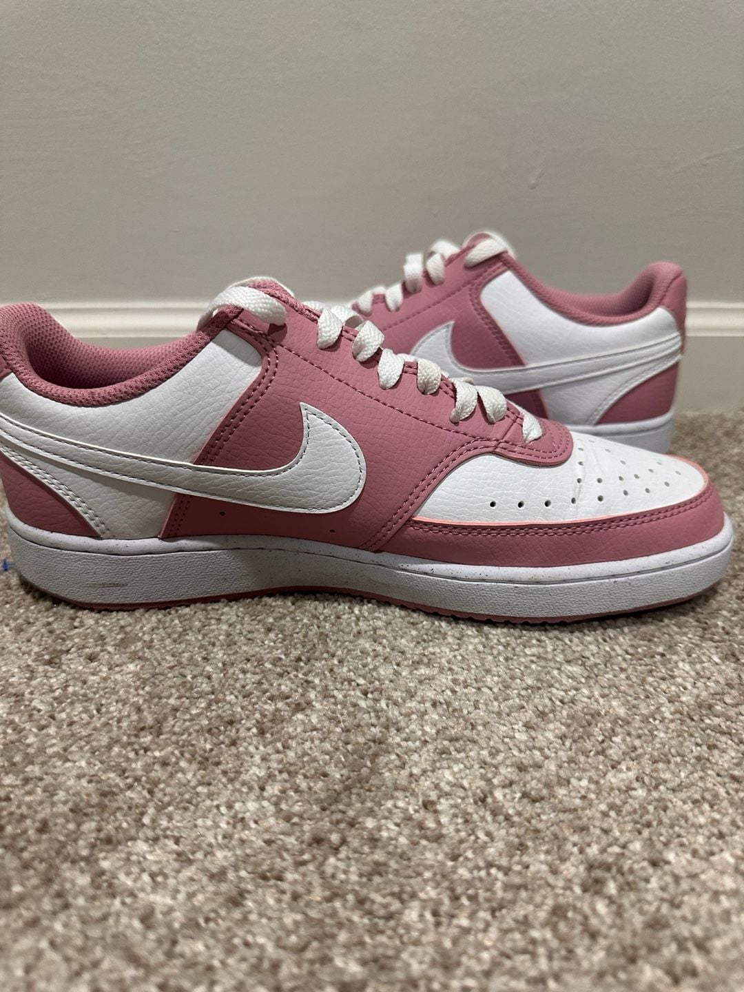 Nike Court Vision Low Next Nature Pink White Sneakers, Womens size 8.5 7