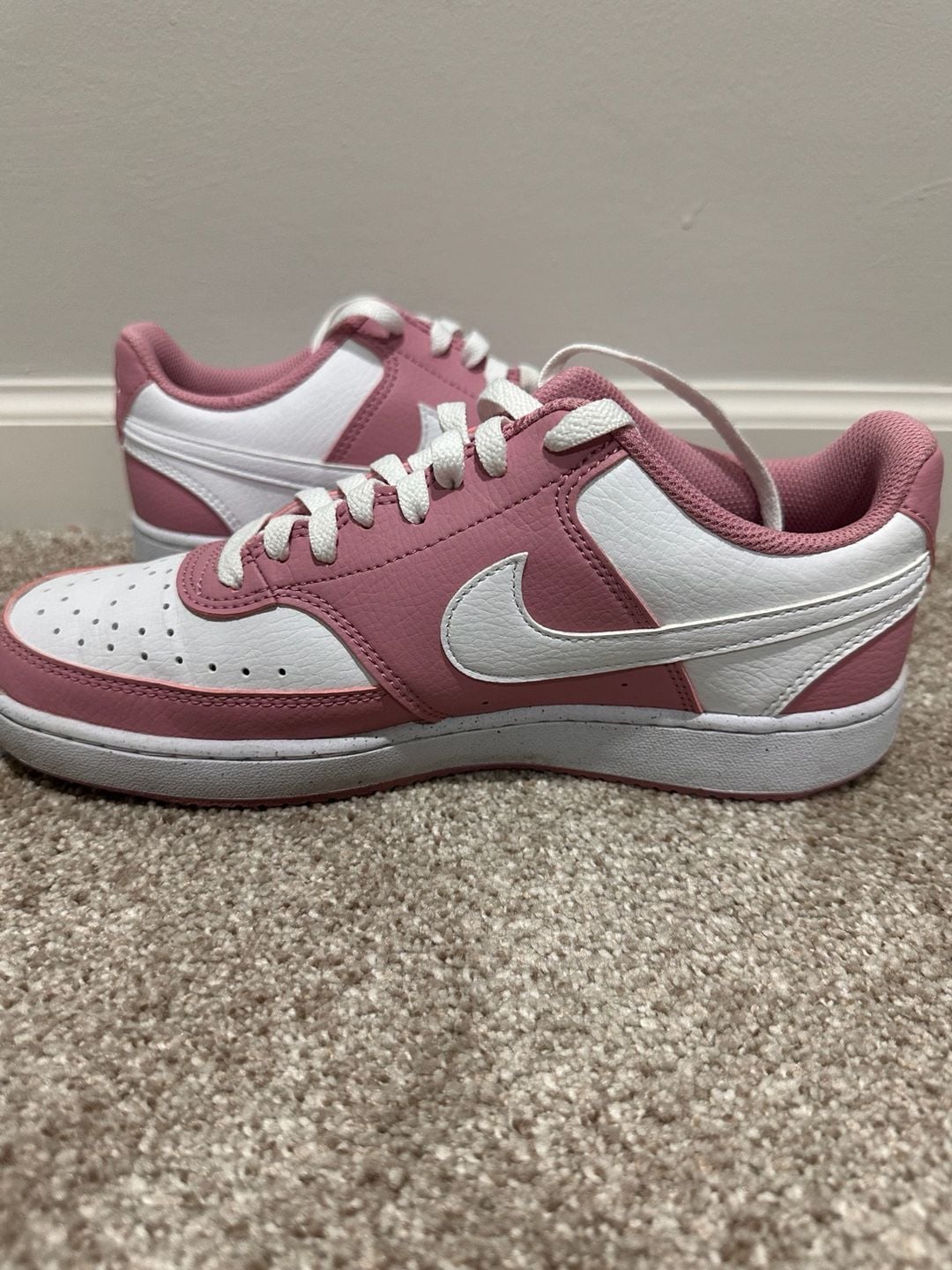 Nike Court Vision Low Next Nature Pink White Sneakers, Womens size 8.5 8