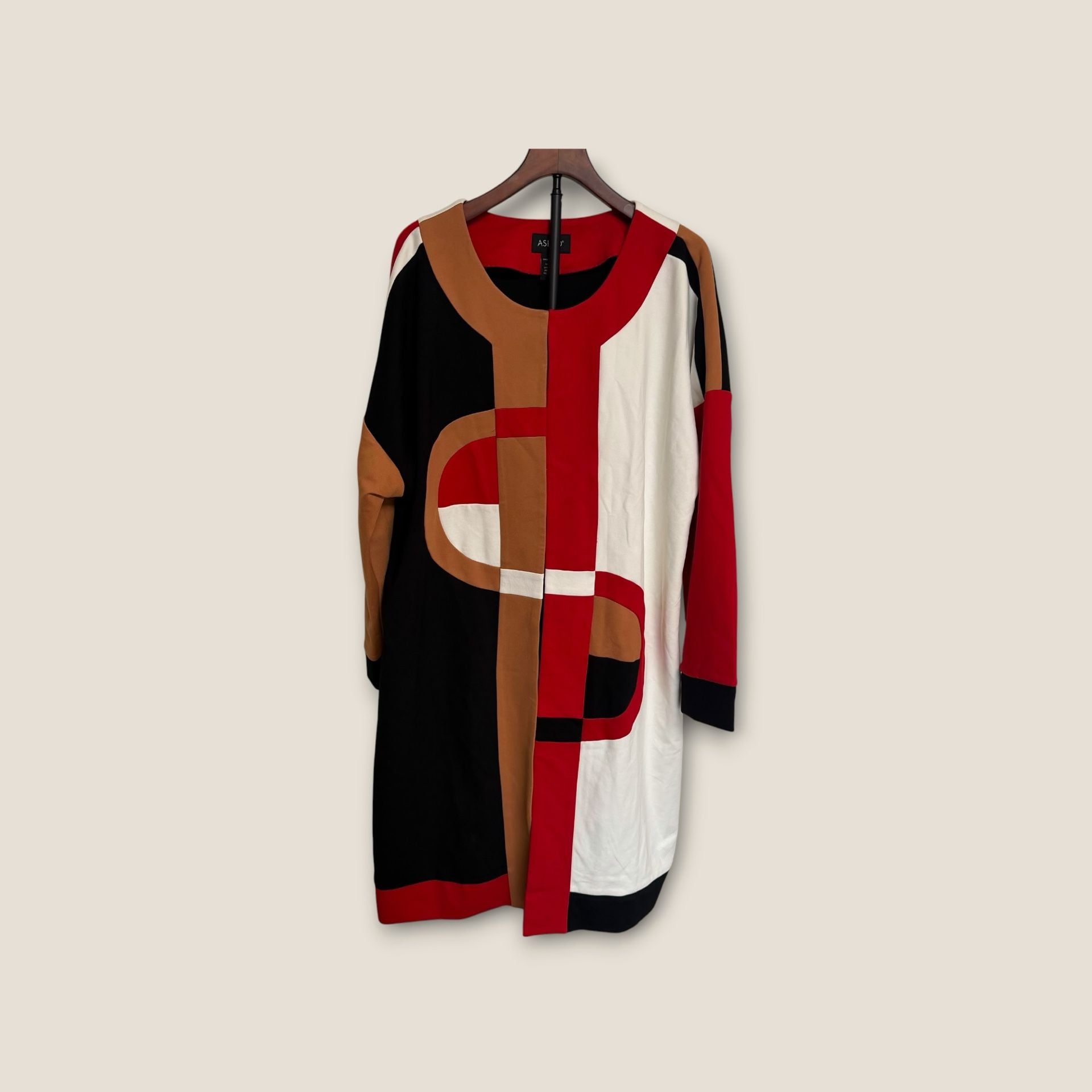 Ashro Colorblock Coat Size 3X Red Black Tan White/130 3
