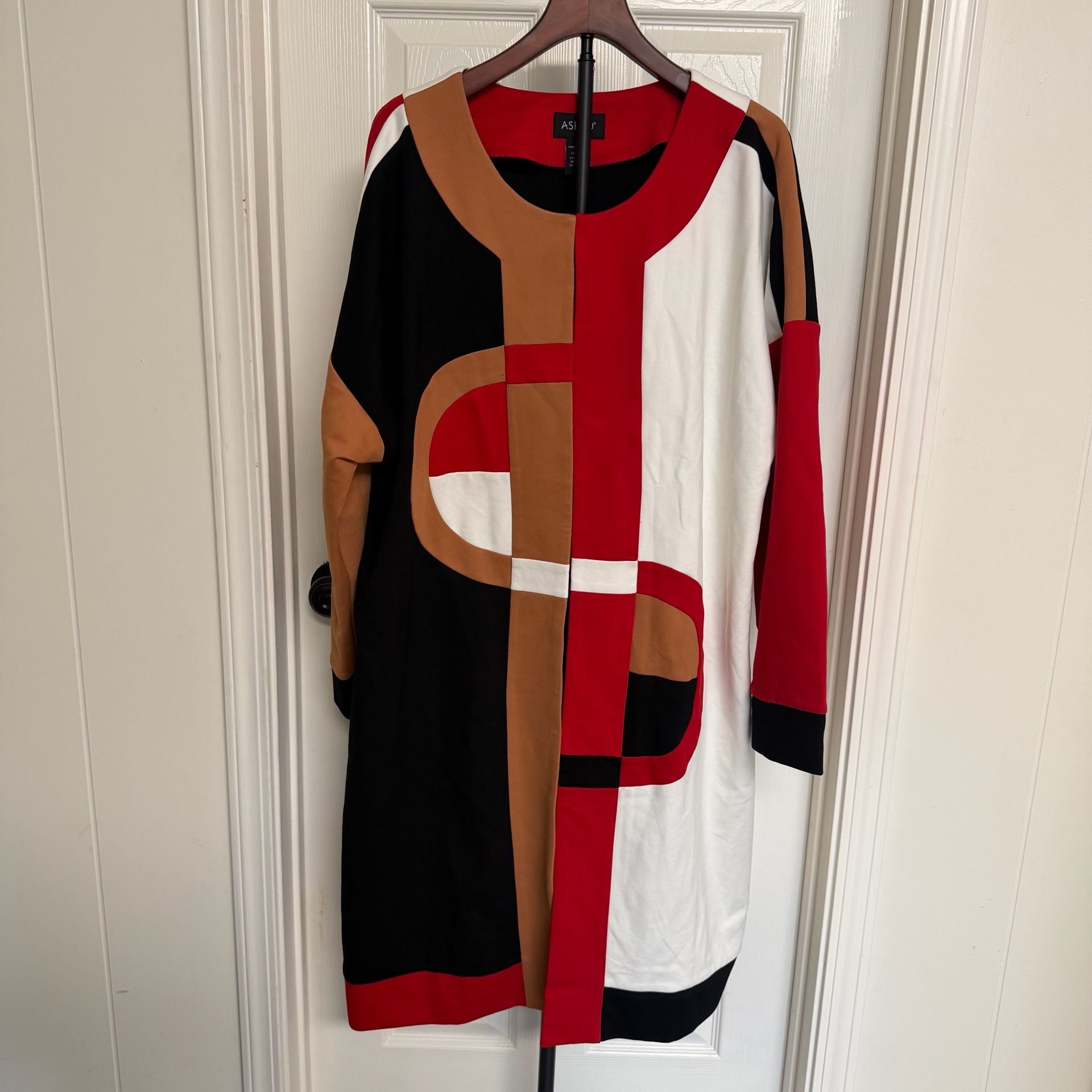 Ashro Colorblock Coat Size 3X Red Black Tan White/130 4