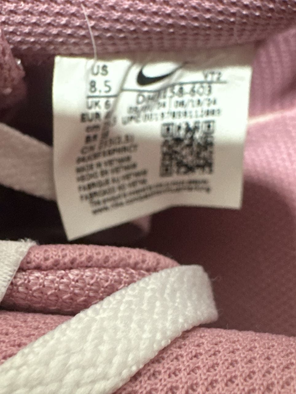 Nike Court Vision Low Next Nature Pink White Sneakers, Womens size 8.5 9