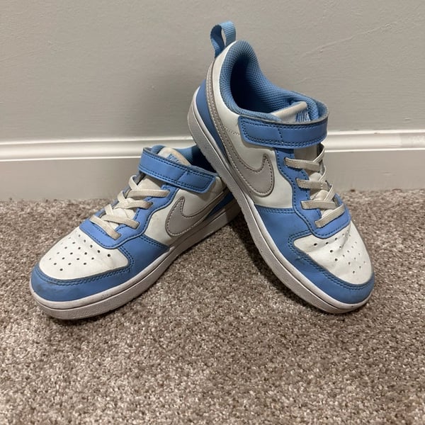 Youth Nike Court Borough Low Recraft Sneakers White Blue, Sz 1