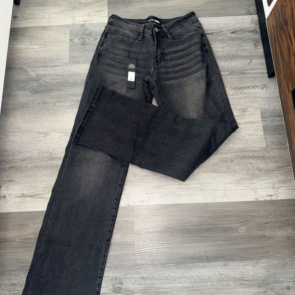 Fashion Nova Lost As Always Stretch Baggy Jeans Size 5 Black Wash