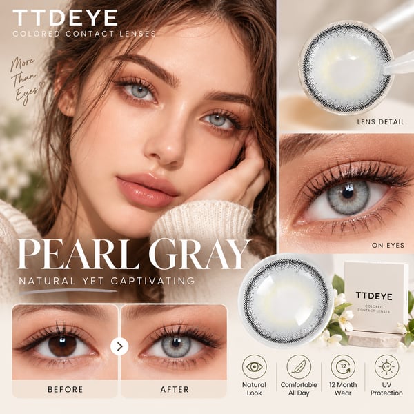TTDEYE Pearl Gray Colored Contact Lenses
