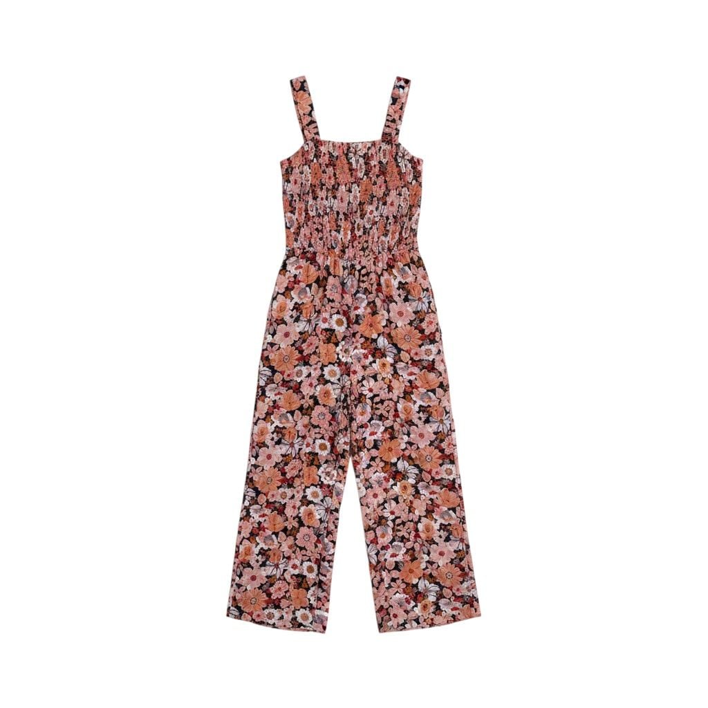 Floral Print Smocked Square Neck Jumpsuit Pink Floral/ 129 2