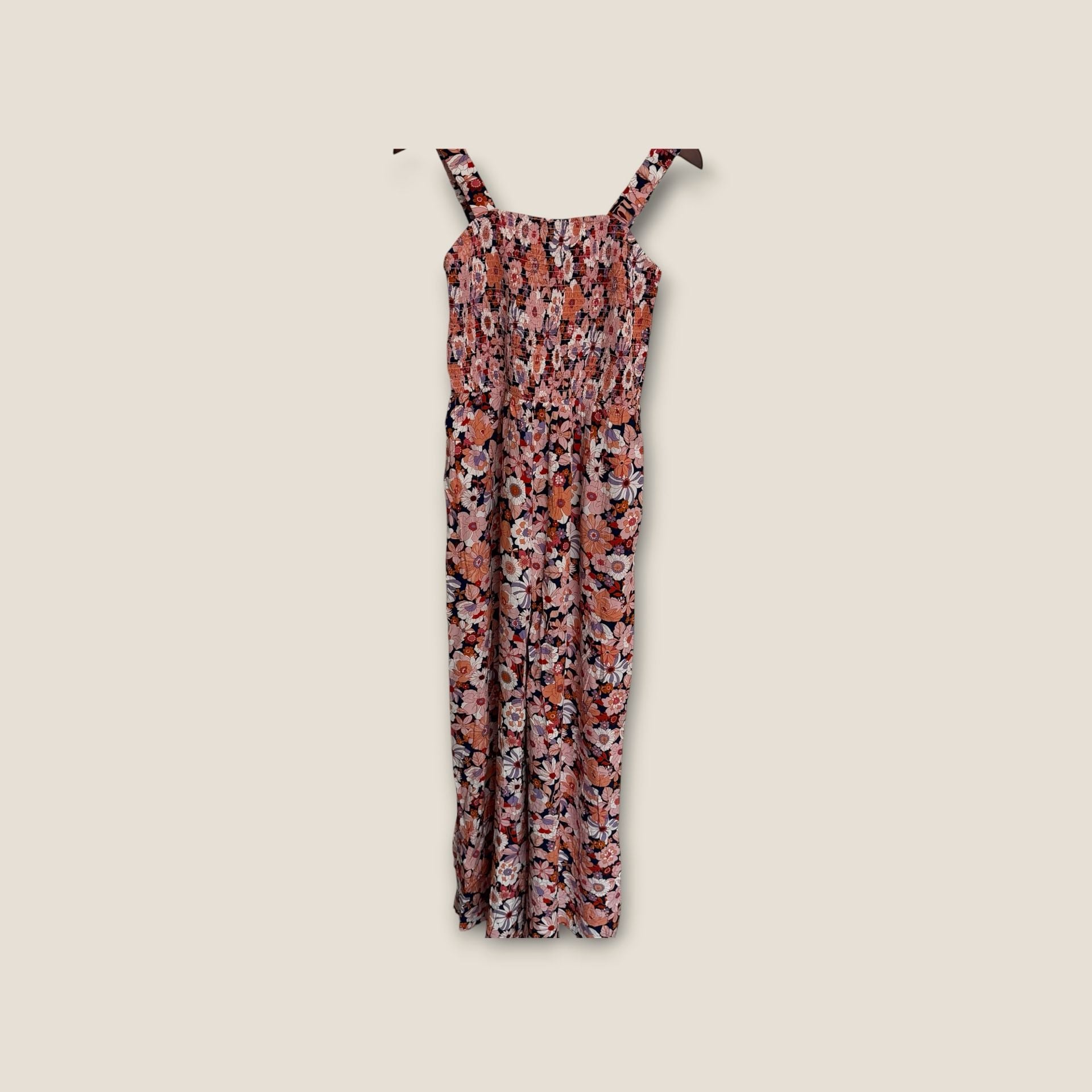 Floral Print Smocked Square Neck Jumpsuit Pink Floral/ 129 4