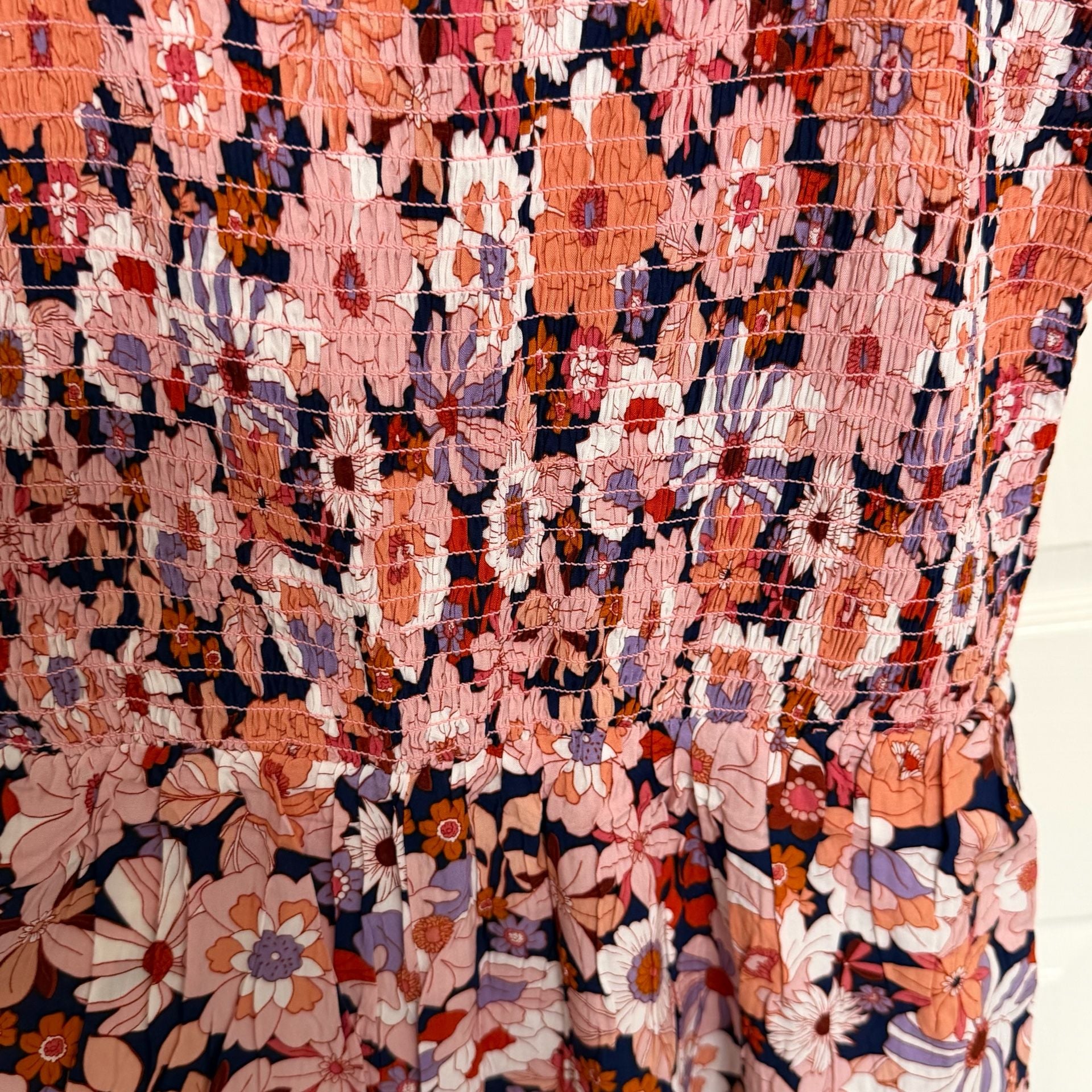 Floral Print Smocked Square Neck Jumpsuit Pink Floral/ 129 7