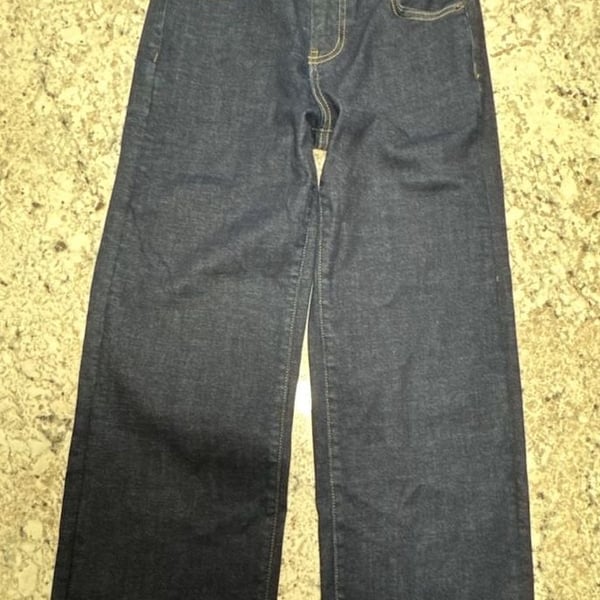 Oliver Logan Wide Leg Jeans women’s Size 24P Dark Wash Raw Hem Denim