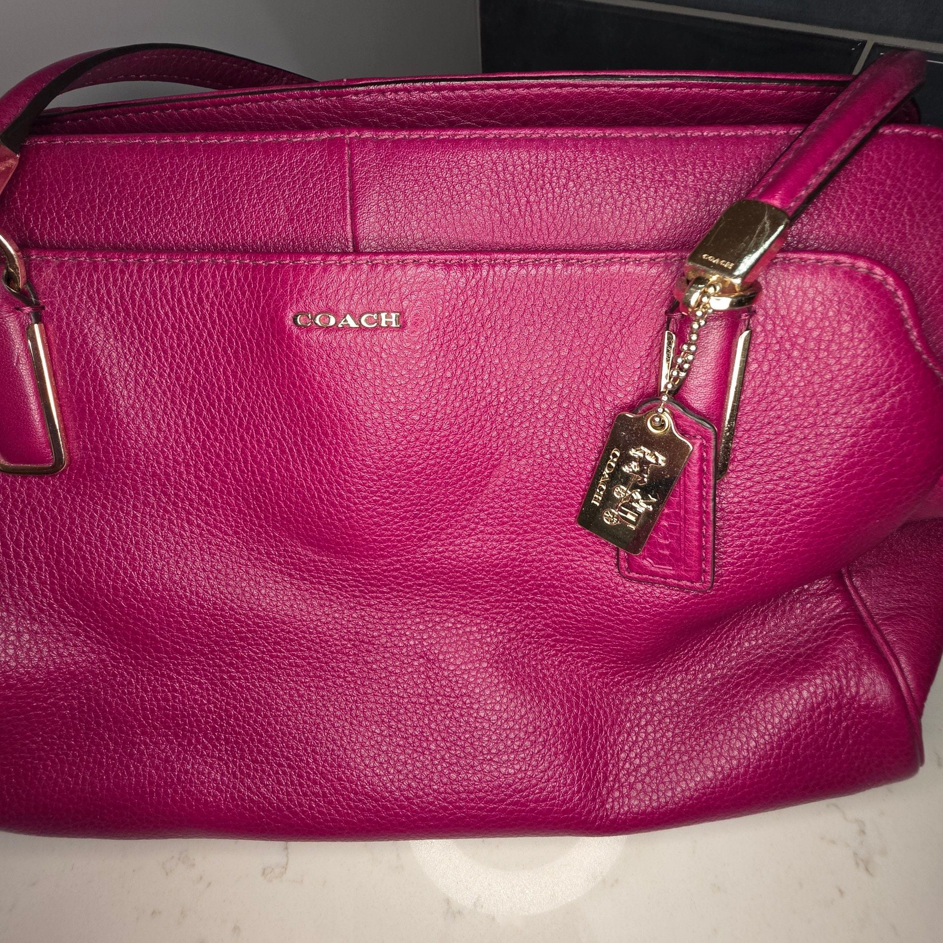 Coach Madison Phoebe Shoulder Bag Pink Pebbled Leather Satchel 2