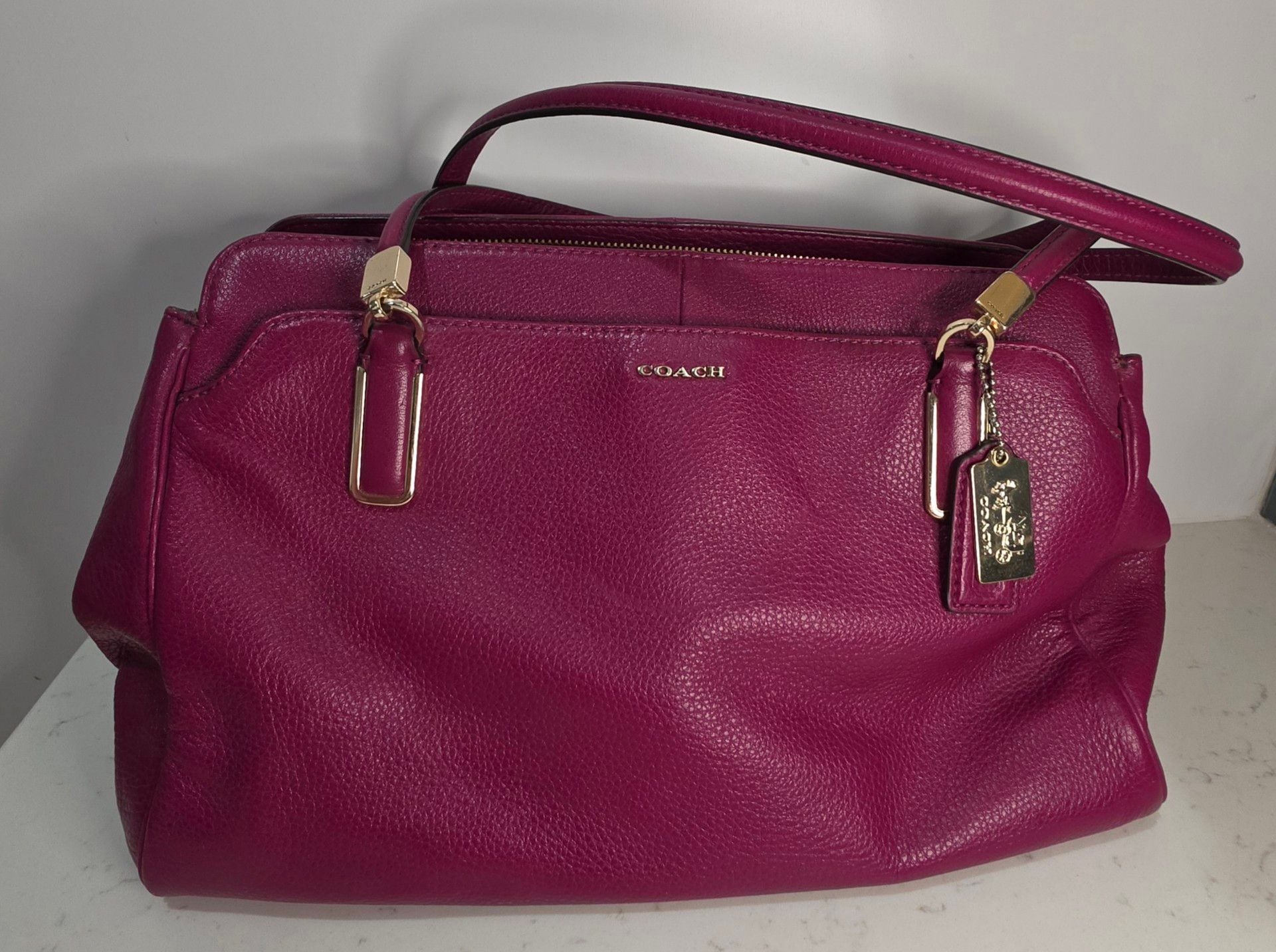 Coach Madison Phoebe Shoulder Bag Pink Pebbled Leather Satchel 6