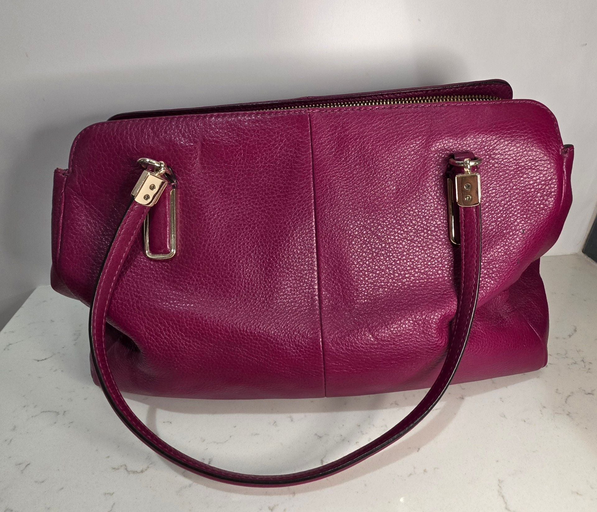 Coach Madison Phoebe Shoulder Bag Pink Pebbled Leather Satchel 4