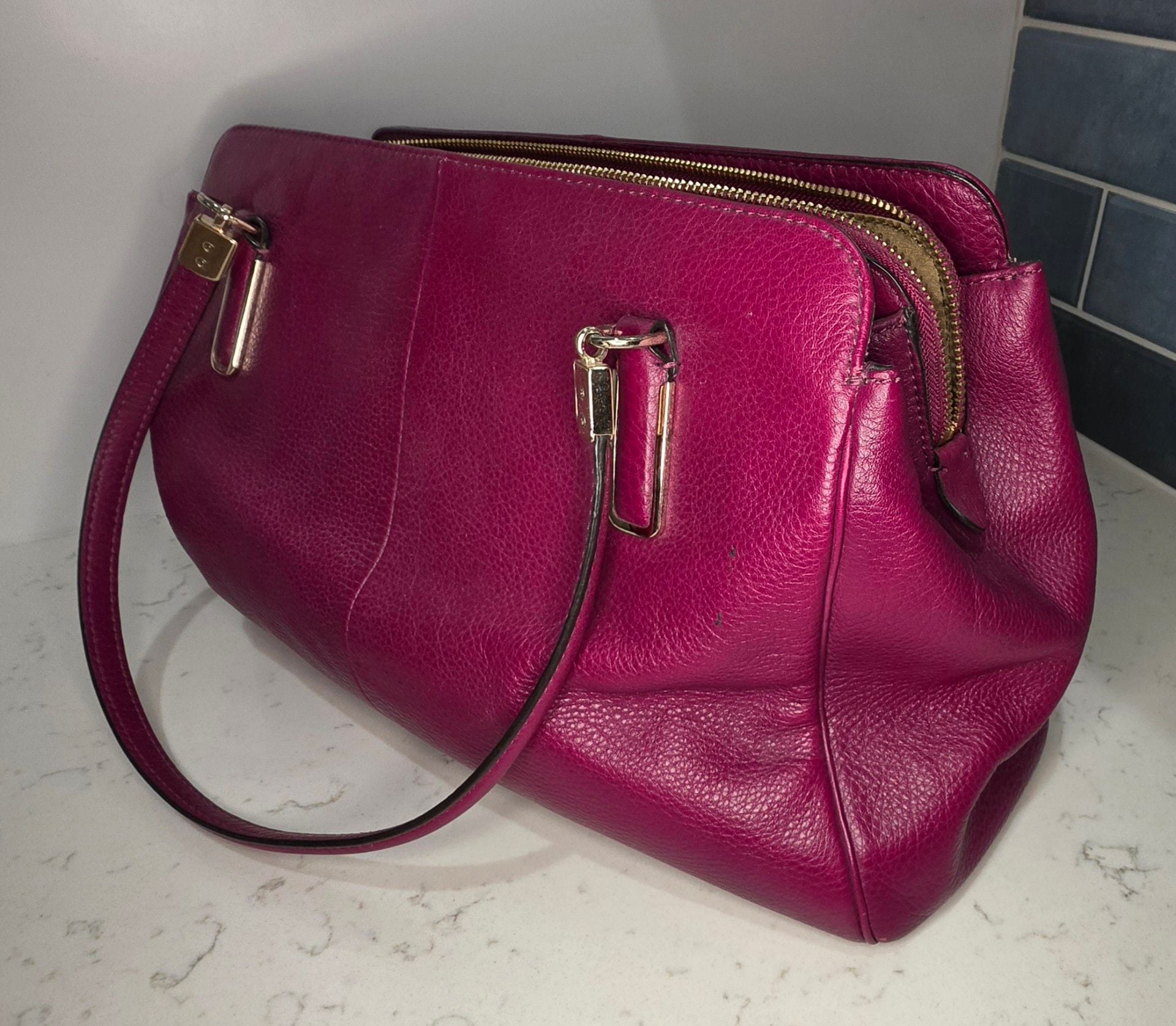 Coach Madison Phoebe Shoulder Bag Pink Pebbled Leather Satchel 7