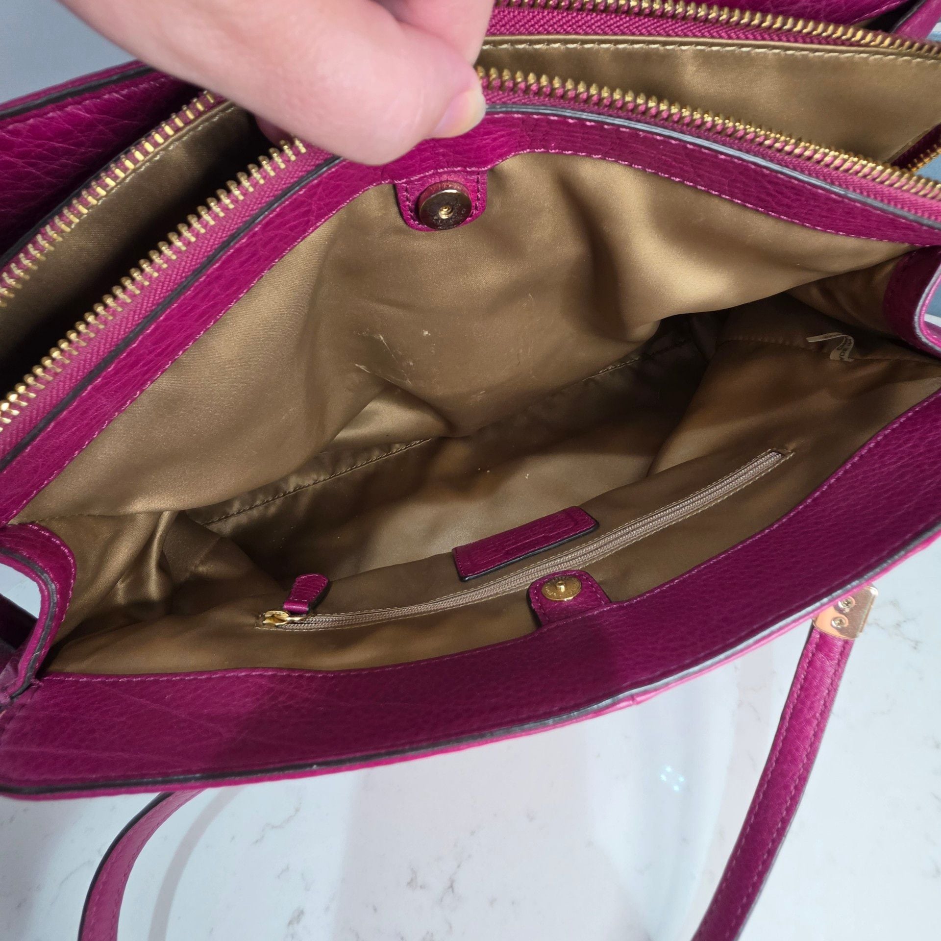 Coach Madison Phoebe Shoulder Bag Pink Pebbled Leather Satchel 11