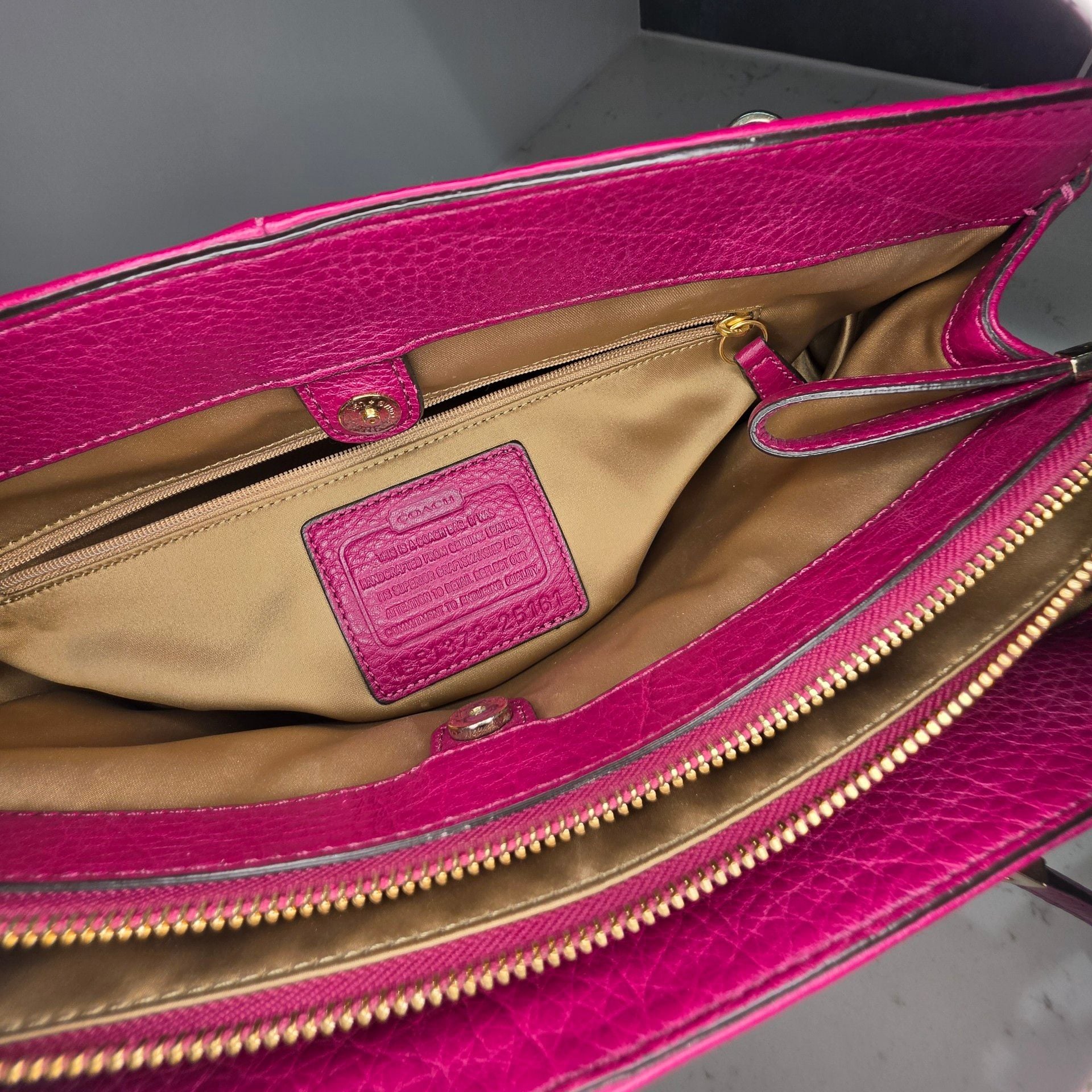 Coach Madison Phoebe Shoulder Bag Pink Pebbled Leather Satchel 5